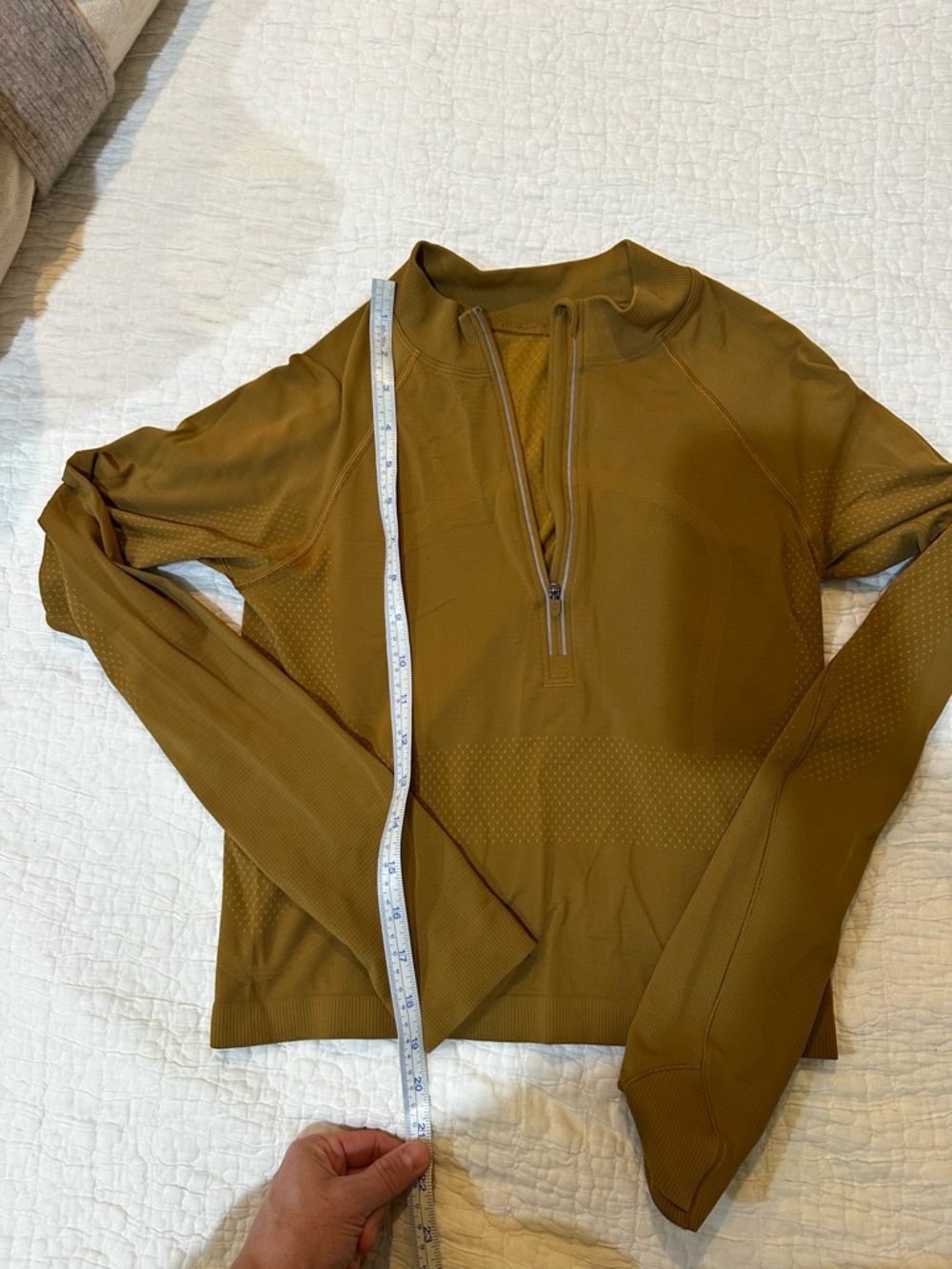Long Sleeve Half-Zip Top in camel color